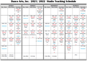 Dance Arts Valdosta | Schedule